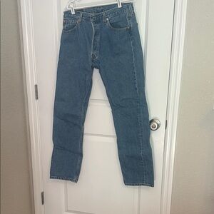 Levi's Men's Straight 501 Button Fly Blue Denim Jeans